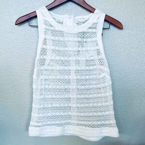 Search for Sanity White Lace Mesh Overlay Coastal Boho Top S